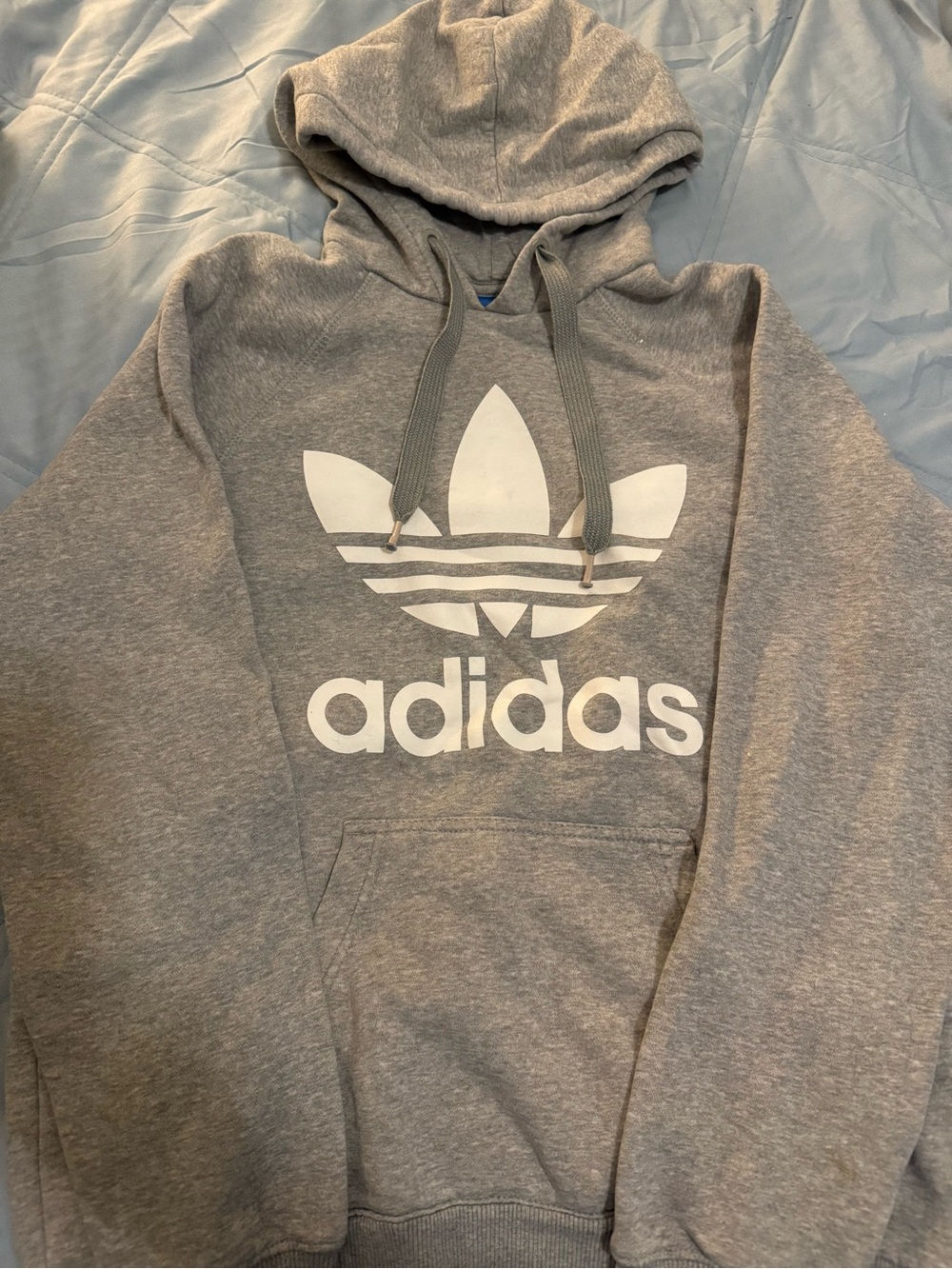 Adidas Gray Hoodie with Trefoil Logo-Adult Small